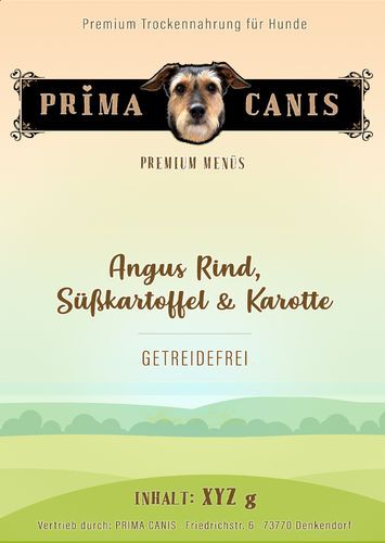 PRIMA CANIS Super Premium getreidefrei Angus-Rind, Süßkartoffel & Karotte