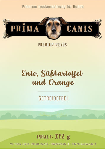 PRIMA CANIS Super Premium getreidefrei Ente, Süßkartoffel & Orange