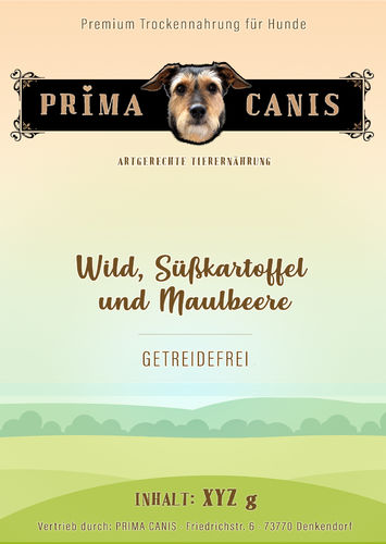 PRIMA CANIS Super Premium getreidefrei Wild, Süßkartoffel und Maulbeere