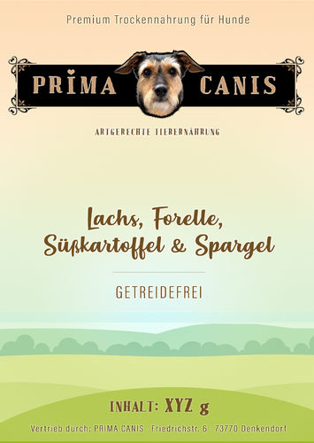 PRIMA CANIS Super Premium getreidefrei Lachs, Forelle, Süßkartoffel & Spargel